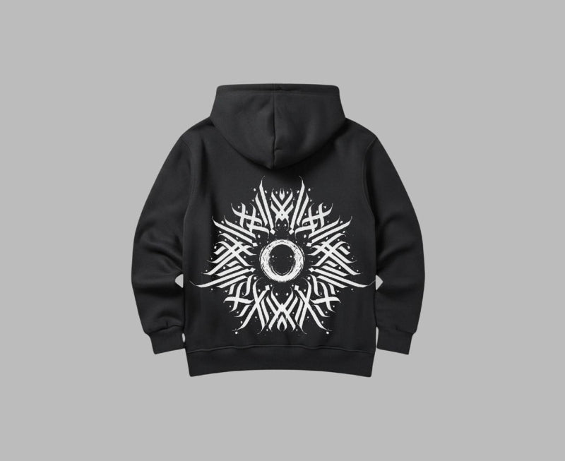 Printed Hoodie Circle - Black